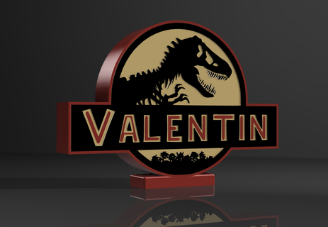 jurassique monde 39 valentin lampe Accueil maison Valentin dinosaure film horreur cadre Nom brillant leds Maewenn éclairage signe 3d print model - Mito3D