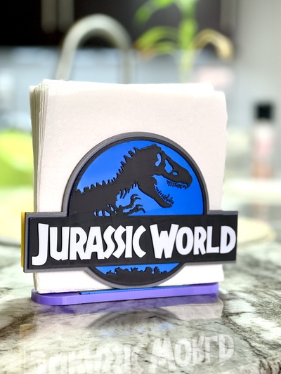 jurássico mundo guardanapo suporte casa dinossauro parque universal épico universo cozinha decoração 3d print model - Mito3D