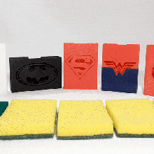 justice league spectacular sponge stand superman batman woman flash green lantern spoinja support easy print articulable 3d print model - Mito3D
