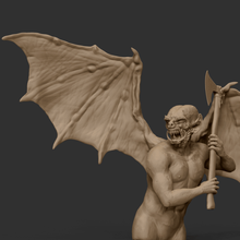 k'rona demon figurine art war horror monster devil wing wings bat resin medieval axe evil corona 3d print model - Mito3D