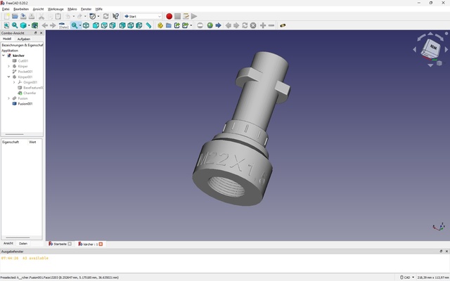 rcher baïonnette auf m22x1 5 adaptateur outils nettoyeur haute pression m22 k2 3d print model - Mito3D