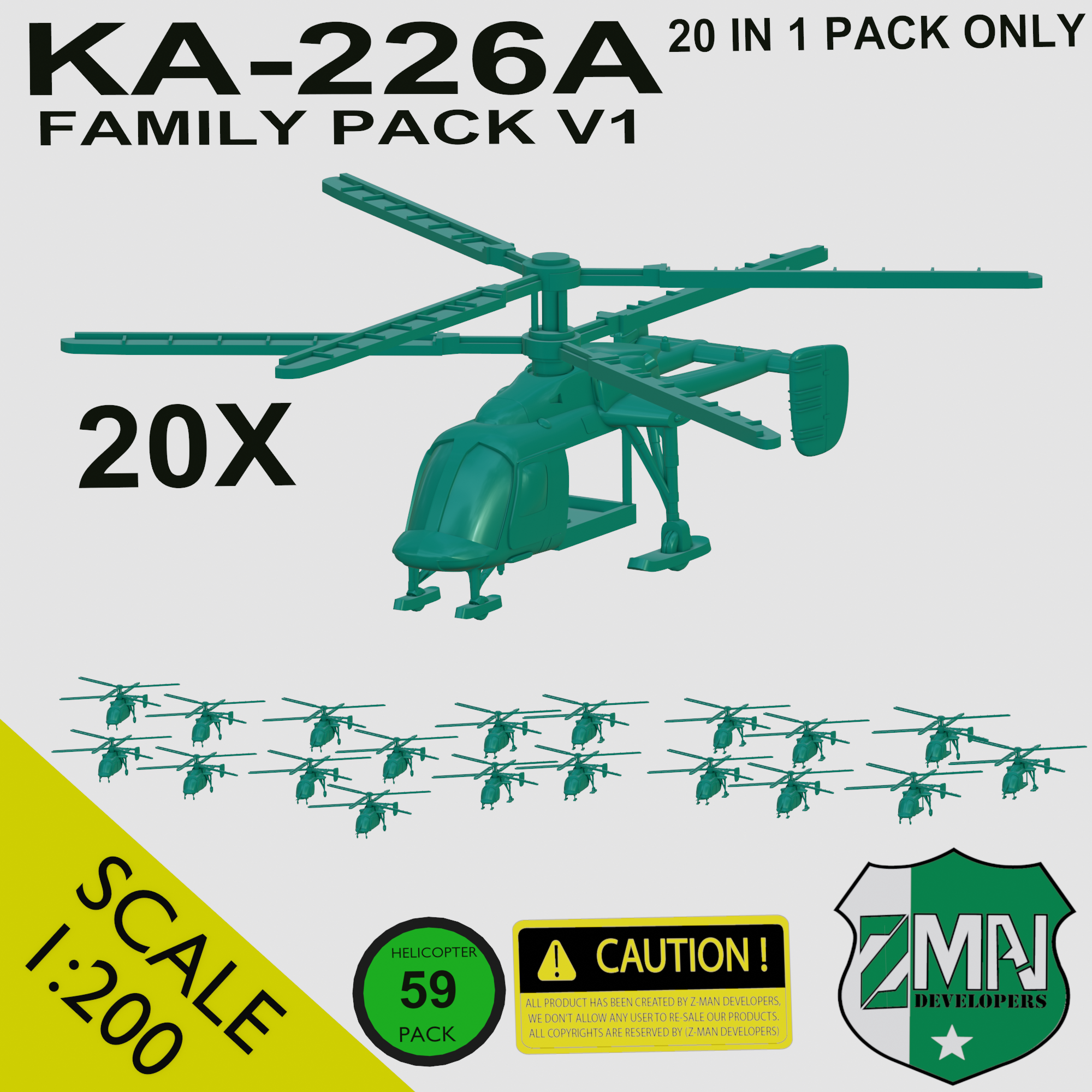 ka 226a 20 1 v1 elicotteri ka226 226 kamov elicottero rotorcraft sla Russia resina 3D print model - Mito3D