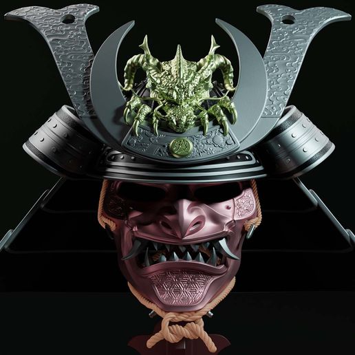 Kabuto iv Sanat maske Japonca koleksiyon süs kask Ejderha samuray sla reçine dekor heykel dekorasyon mempo dümen feodal zırh 3D print model - Mito3D