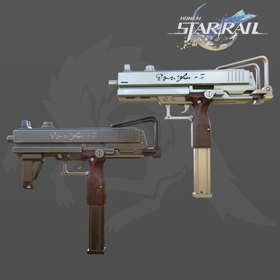 kafka uzi honkai stella rotaia cosplay 3d modello arma pistola puntello stl 3d print model - Mito3D