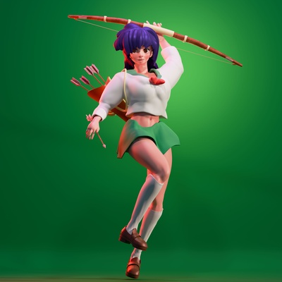 kagome 3d impresión estilizado anime figura inuyasha arte amo ranma gratis 3d print model - Mito3D