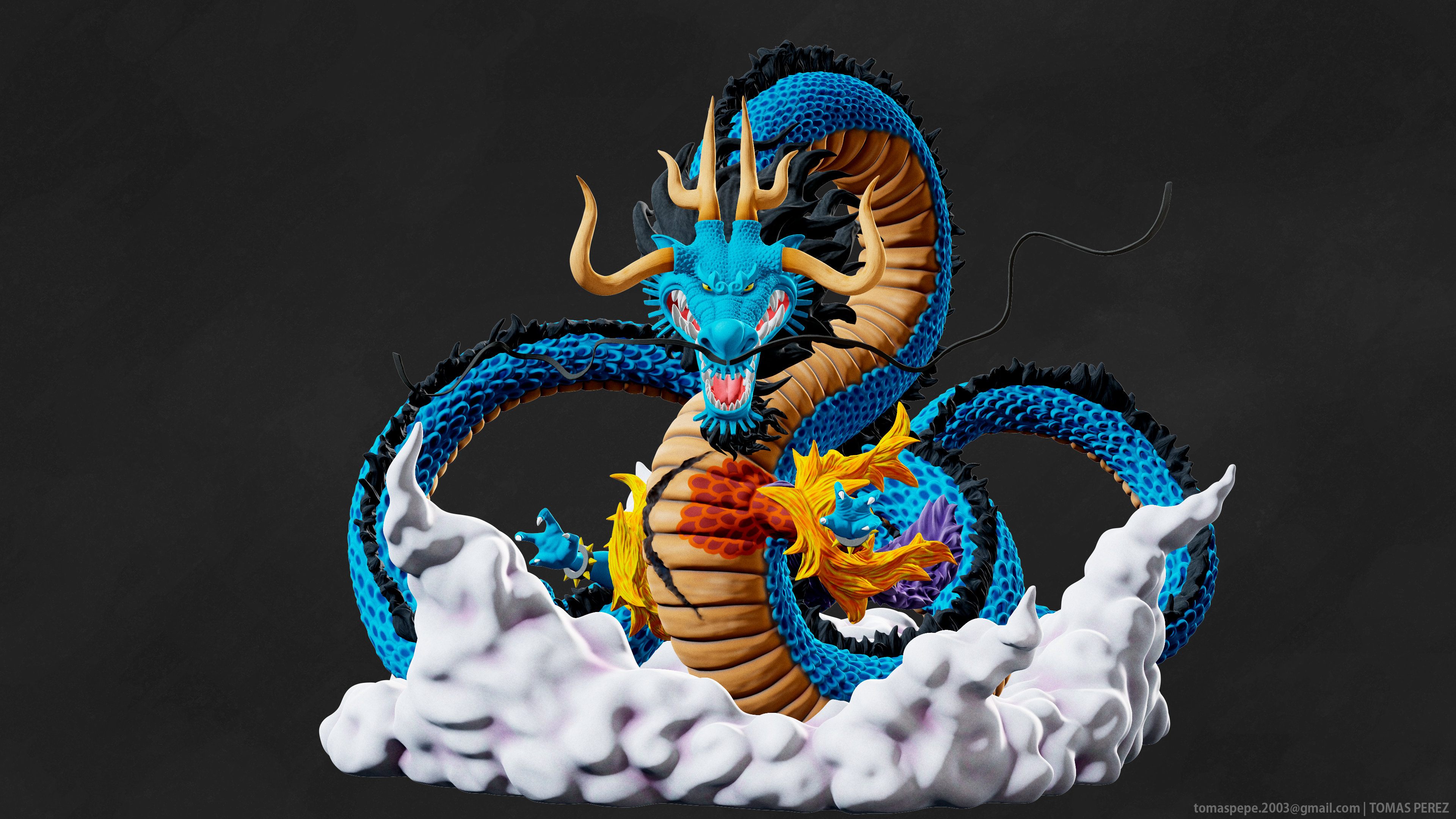 Kaido Dragão figura arte 1 peça anime luffy fantasia 3D print model - Mito3D