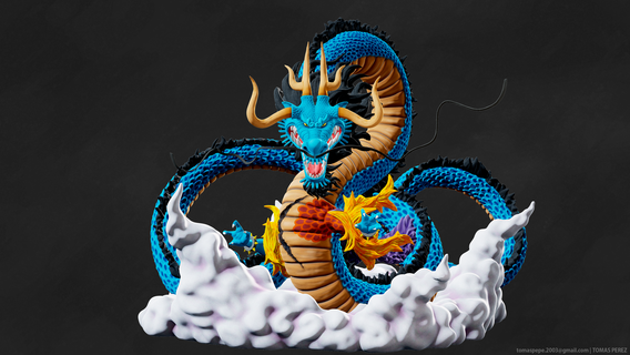 kaido Drago figura arte pezzo anime Rufy fantasia 3d print model - Mito3D