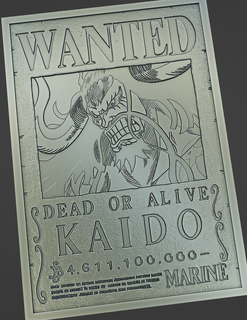 kaido wanted poster - one piece anime luffy usopp card manga 3d print model - Mito3D