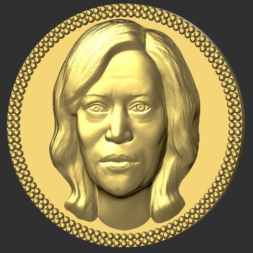 kamala Harris médaillon pendentif 3d impression prêt stl obj bijoux politique politicien Joe biden garenne buste Donald atout Clinton ponceuses célébrité 3D print model - Mito3D