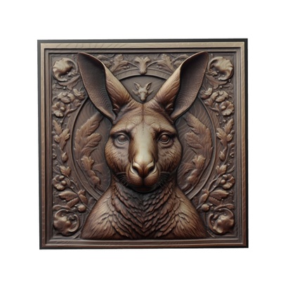 kanguru hayvan rahatlama sanat hayvanlar yeggi mito3d büst google kolye madalyon animal relief wall art duvar 3d print model - Mito3D