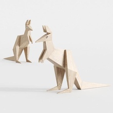 kangaroo origami art wood wooden low poly 3d print model - Mito3D
