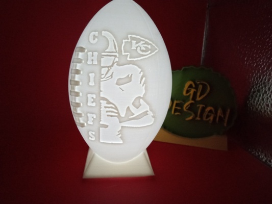 kansas kent şefler 3d başlamak nfl futbol ışık tealight okuma parti gece lambası ofis çocuklar oda sanat dekor adam mağara spor dalları oyun 3d print model - Mito3D