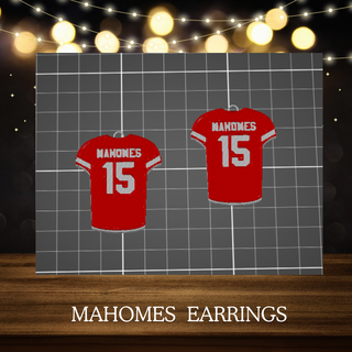 kansas city chiefs patrick mahomes earrings jersey football jerseys 15 Jewelry #patrickmahomes #mahome15 #football #footballearrings 3d print model - Mito3D