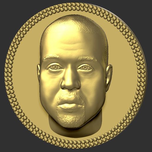 Kanye Ouest médaillon pendentif 3d impression prêt stl obj bijoux Tupac Shakur rappeur rap célèbre gros biggie célébrité jay espionner dogg Kim Kardashian Jenner canard 3D print model - Mito3D