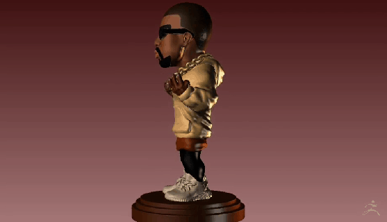 Kanye oeste rapper artista cantor yeezy forte quadril pulo música 3d print model - Mito3D