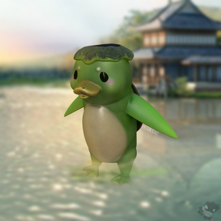 kappa animale yokai youkai tartaruga natura acqua fauna selvatica fiume carina mostro verde mitologia Giappone giapponese spirito 3d print model - Mito3D