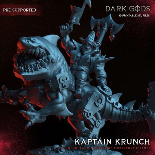 kaptain krunch - dark gods presupported 3D print model - Mito3D