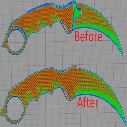 karambit stl sabit kolay Yazdır versiyon süngü sayaç Counter Strike bıçak 3D print model - Mito3D