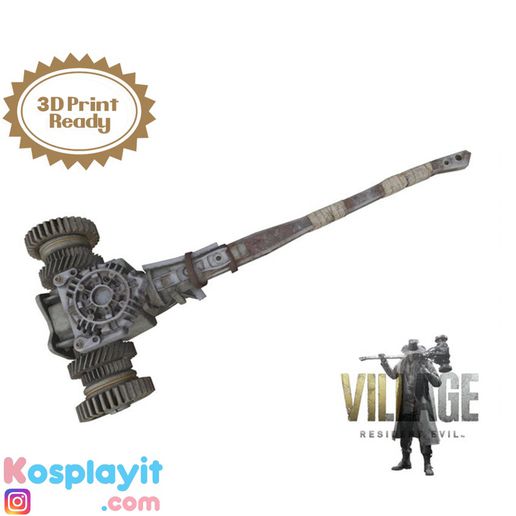 karl heisenberg hammer 3d model digital file - residual evil 8 cosplay printing- print re8 village game karlheisengerghammer residentevilcosplay residentevilprop 3D print model - Mito3D
