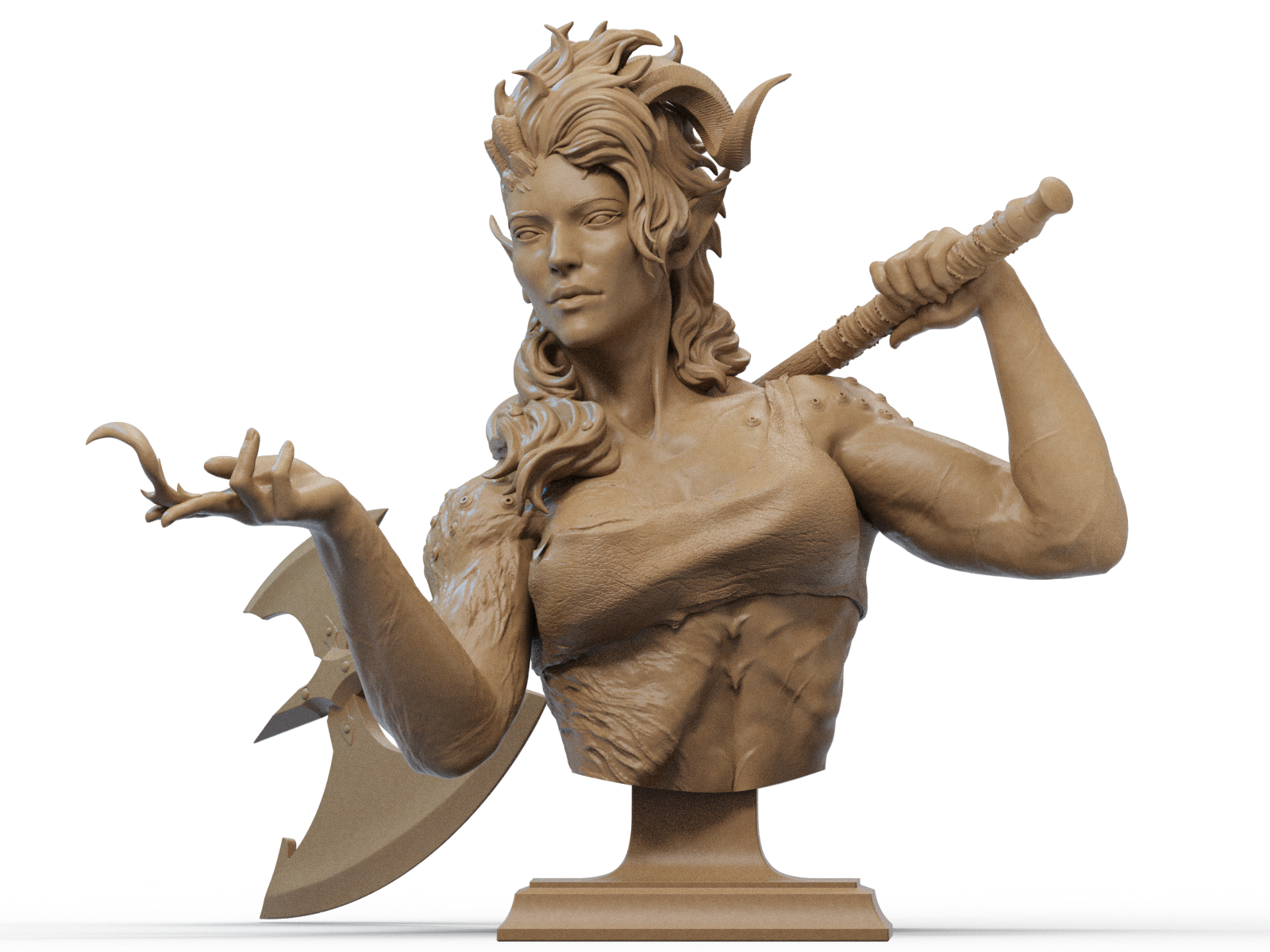 karlach fracasso 3d impressão arte baldurs portão demônio tiefling menina mulher guerreiro bárbaro machado tórrido pôster miniaturas estatuetas 3D print model - Mito3D