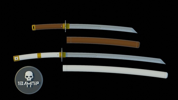 Katana Tsuba Daisho samuray ninja Kostüm oyunu orta yaş feodal şövalye yakın dövüş bıçak ağzı kılıç savaşçı Onur Daimyo kenjutsu 3d print model - Mito3D