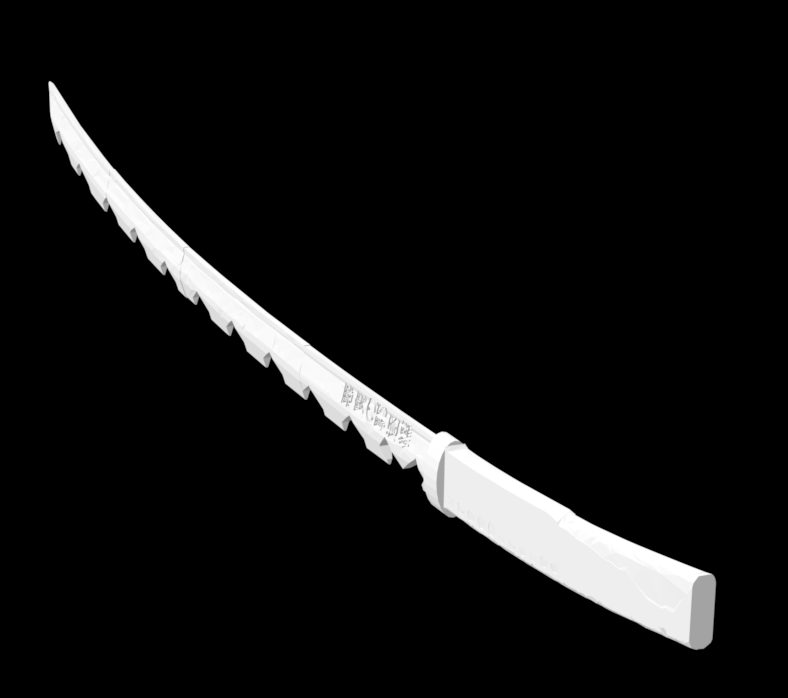 katana Inosuke demônio assassino espada espigões 3D print model - Mito3D