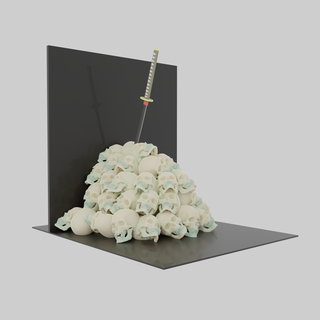 katana caveiras suporte livro livros espada 3d print model - Mito3D