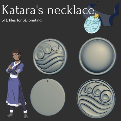 katara's necklace stl files print avatar katara amulet pendant last airbender cosplay costume 3d printed resin sla art toy decoration keychain 3d print model - Mito3D