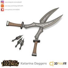 katarina daga liga leyendas juego jajaja espada cosplay apuntalar arma 3d print model - Mito3D