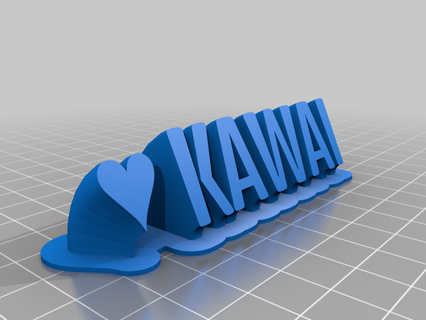 kawai nombre plato personalizado oficina 3d print model - Mito3D