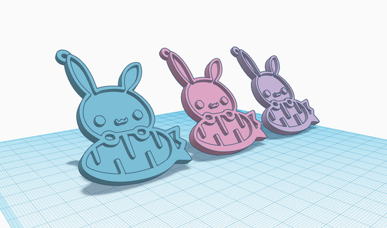 kawai rabbit keychain pendant earring figure animals carrot drawing animal 3d print model - Mito3D