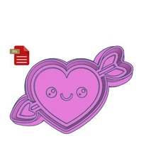 kawaii arrow heart cookie cutter stamp gadget cupcake valentines day valentine 3d print model - Mito3D
