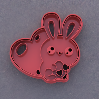 kawaii bunny easter cookie cutter stamper stamp & cookiecutter cutting mold fondant rabbit egg 3d print model - Mito3D