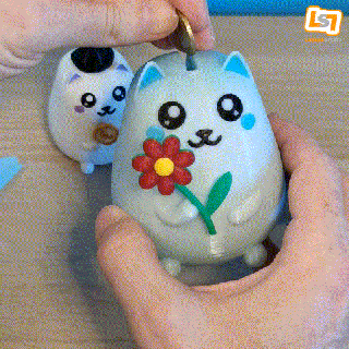 kawaii chat super mignonne drôle porcin banque boîte pot décoratif personnage décoration accessoires personnaliser 3d print model - Mito3D