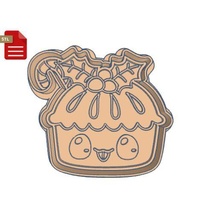 kawaii Weihnachten Kuchen Plätzchen Cutter Stempel Gadget Cupcake Lutscher 3d print model - Mito3D