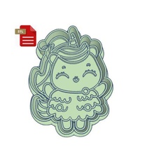 kawaii christmas unicorn cookie cutter stamp gadget cupcake 3d print model - Mito3D