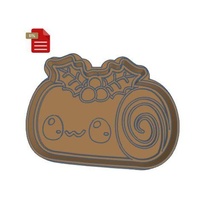 kawaii christmas yule log cookie cutter stamp gadget cupcake lollypop 3d print model - Mito3D