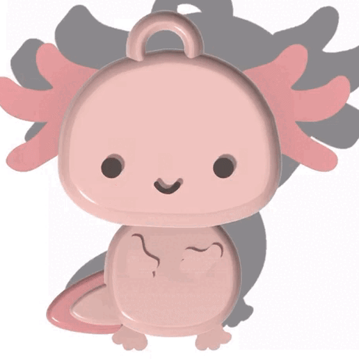 kawaii chubby axolotl keychain 3D print model - Mito3D