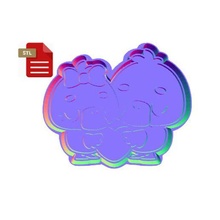 kawaii duck love couple cookie cutter stamp gadget cupcake hamburger gingerbread house 3d print model - Mito3D