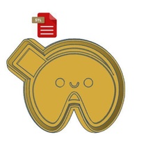 kawaii fortune biscuit coupeur timbre gadget petit gâteau chinois an 3d print model - Mito3D