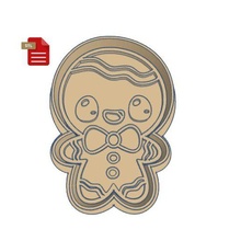 kawaii gingerbread man cookie cutter stamp gadget cupcake donut doughnut 3d print model - Mito3D