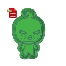 kawaii grinch cookie cutter stamp gadget cupcake 3d print model - Mito3D