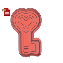 kawaii heart key cookie cutter stamp stl file gadget cupcake donut doughnut valentines day love valentine 3d print model - Mito3D