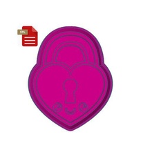 kawaii heart lock cookie cutter stamp stl file gadget cupcake donut doughnut skull girly love valentines day 3d print model - Mito3D