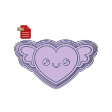 kawaii heart wings cookie cutter stamp stl file gadget cupcake valentines day love winged 3d print model - Mito3D