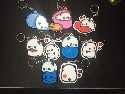 kawaii Panda porte clés art pandas Saint Valentin journée ours clé anneaux dessins plat 5mm 60mm 3d print model - Mito3D