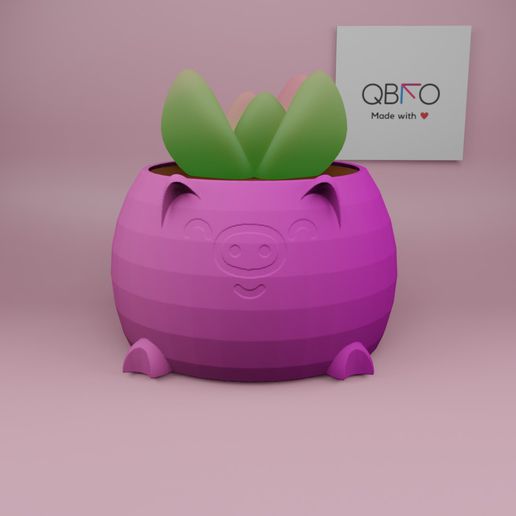 kawaii porcin planteur pot porc fichier stl plante fleur planter3d jolie jardinière 3D print model - Mito3D