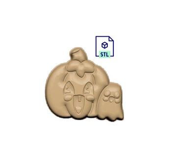 kawaii pumpkin ghost friend stl file 3d printing - laser cnc router printable model download bath bomb soap bathbomb vacuum forming mold making halloween 3d print model - Mito3D