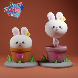 kawaii rabbit easter bunny pot decoration easy print assemble crafts home 3d print model - Mito3D