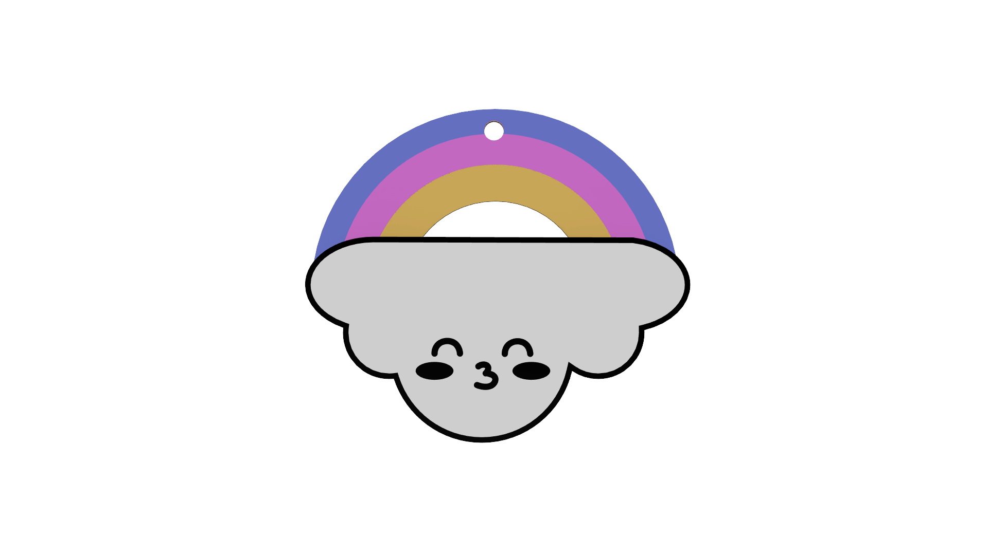 kawaii arco iris nube llave anillo llavero 3D print model - Mito3D